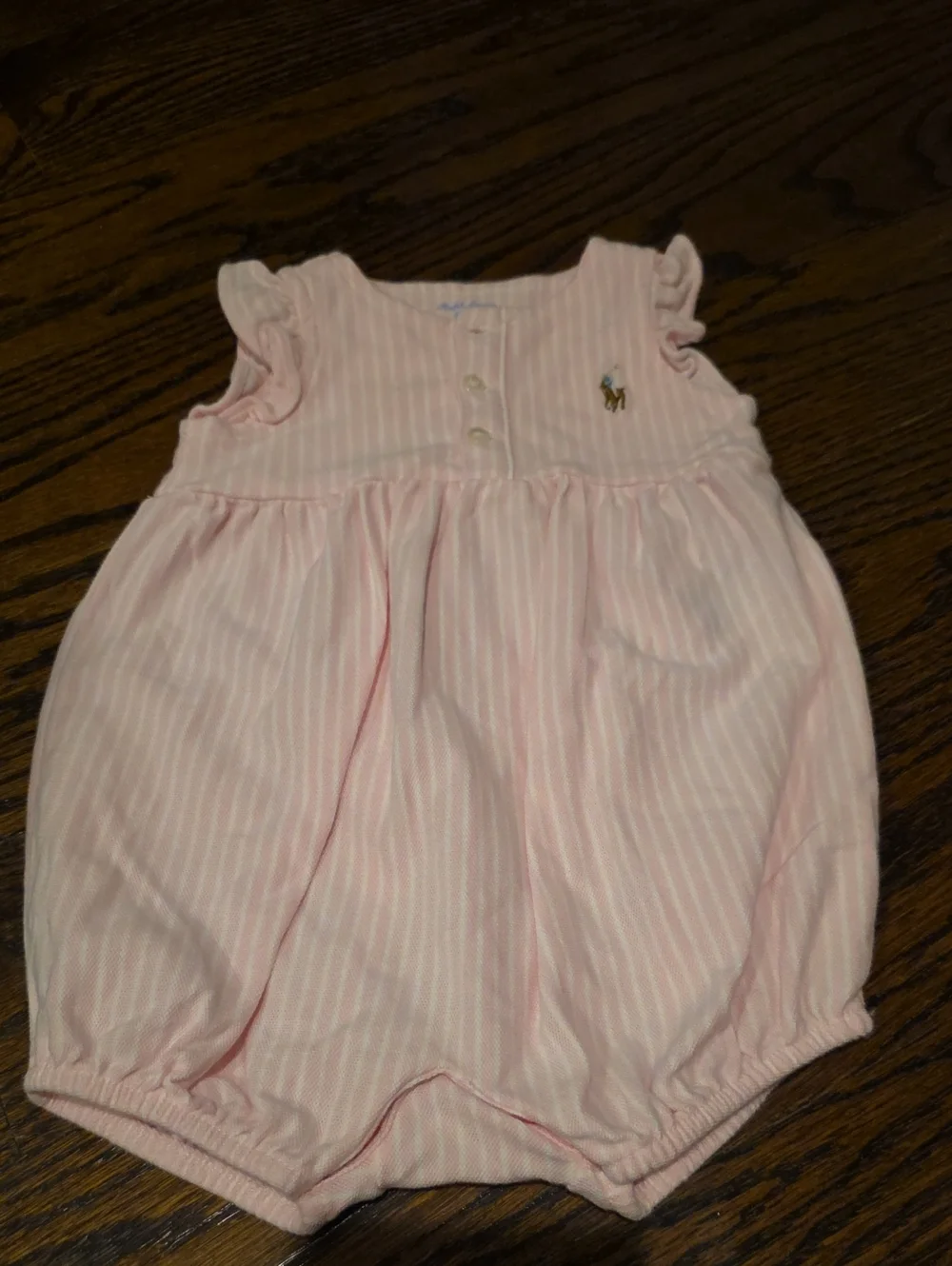 Ralph Lauren Pink & White Striped Bubble Romper